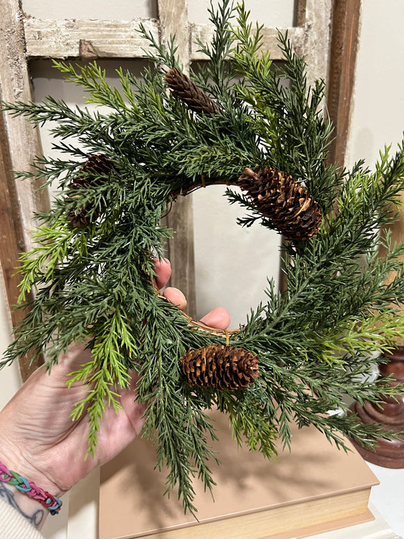 Cypress wreath - more pinecones
