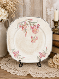 Vintage Stained & Crazed Universal Cambridge Floral Square Serving Platter – Pink Iris – Made in USA - See Pics