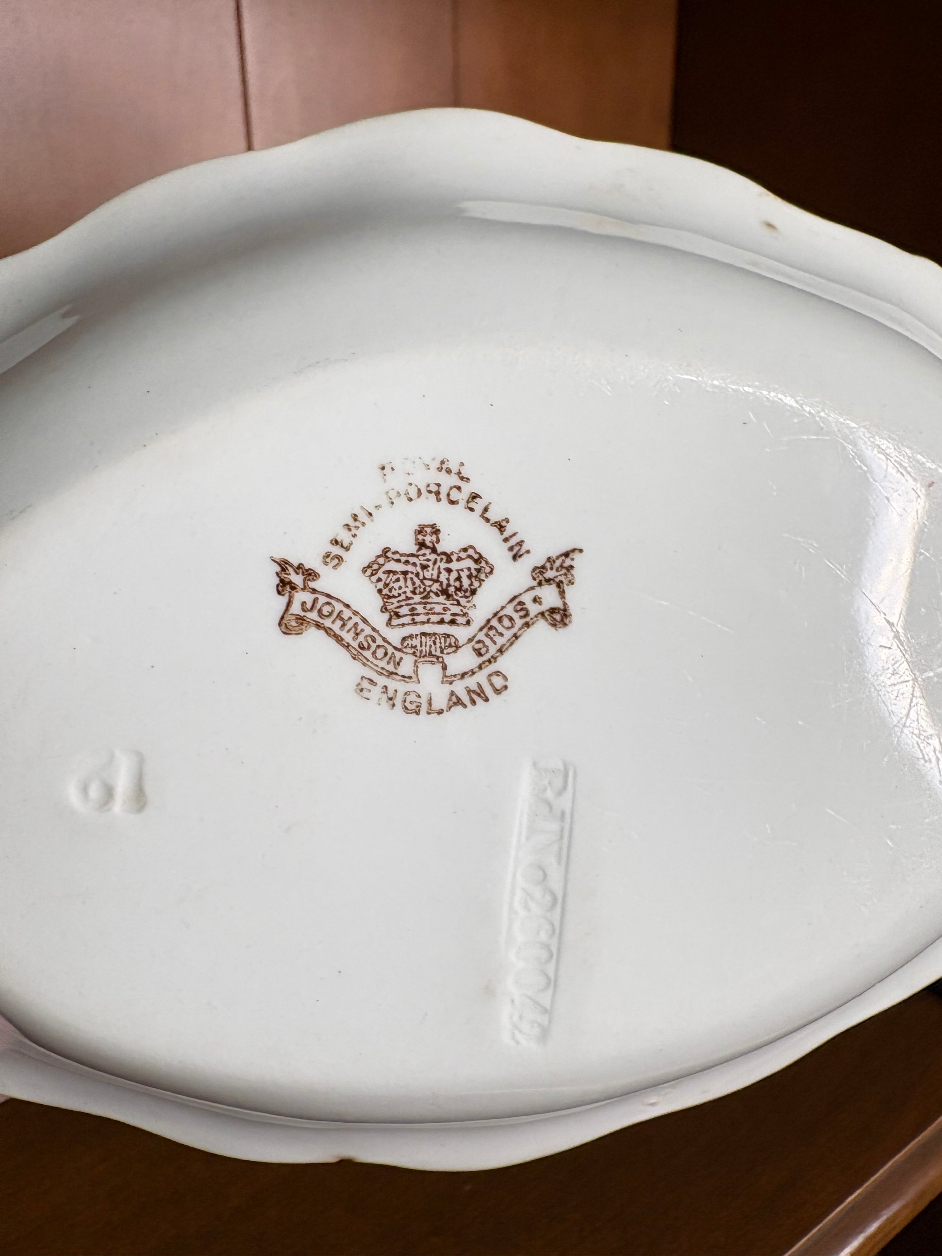 Vintage Johnson Brothers England White Semi-Porcelain Ironstone Serving Platter