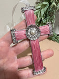 Pink Pearl/rhinestone cross