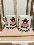 Pierre the Bear porcelain Christmas mug - Set of 2 - Worn