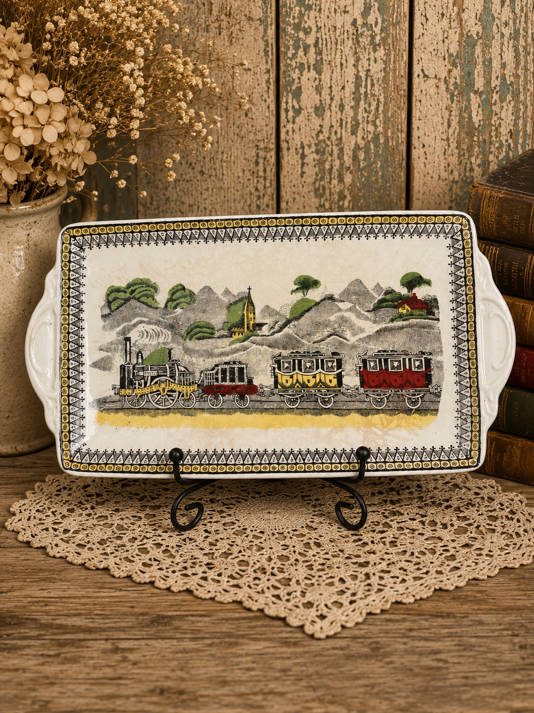 Vintage English Railway Train Serving Platter – Made for S.P. Co. Portland Oregon - c. 1946-53
