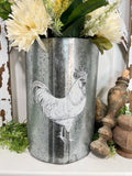 Galvanized rooster planter