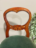 Antique Carved wood doll chairs and table set - Balloon back style chairs with upholstery