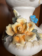 Vintage Italian Capodimonte Style Ornate Ewer Pitcher with Applied Flowers