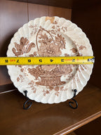 Vintage Clarice Cliff Charlotte Royal Staffordshire Brown Transferware Floral Plate England w/ Chip
