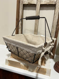 Wired basket with fabric