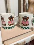 Pierre the Bear porcelain Christmas mug - Set of 2 - Worn