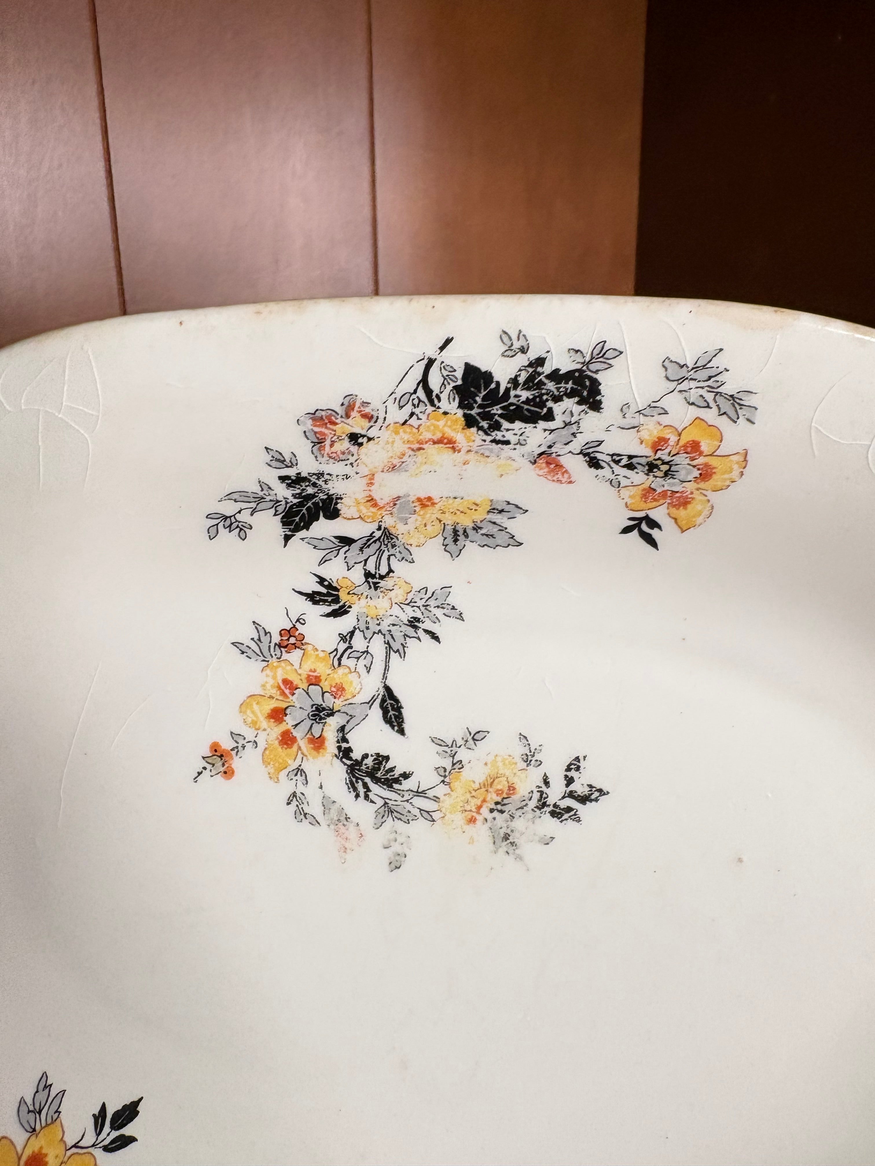 Antique Homer Laughlin Raymond Pattern Floral Serving Platter – Made in USA