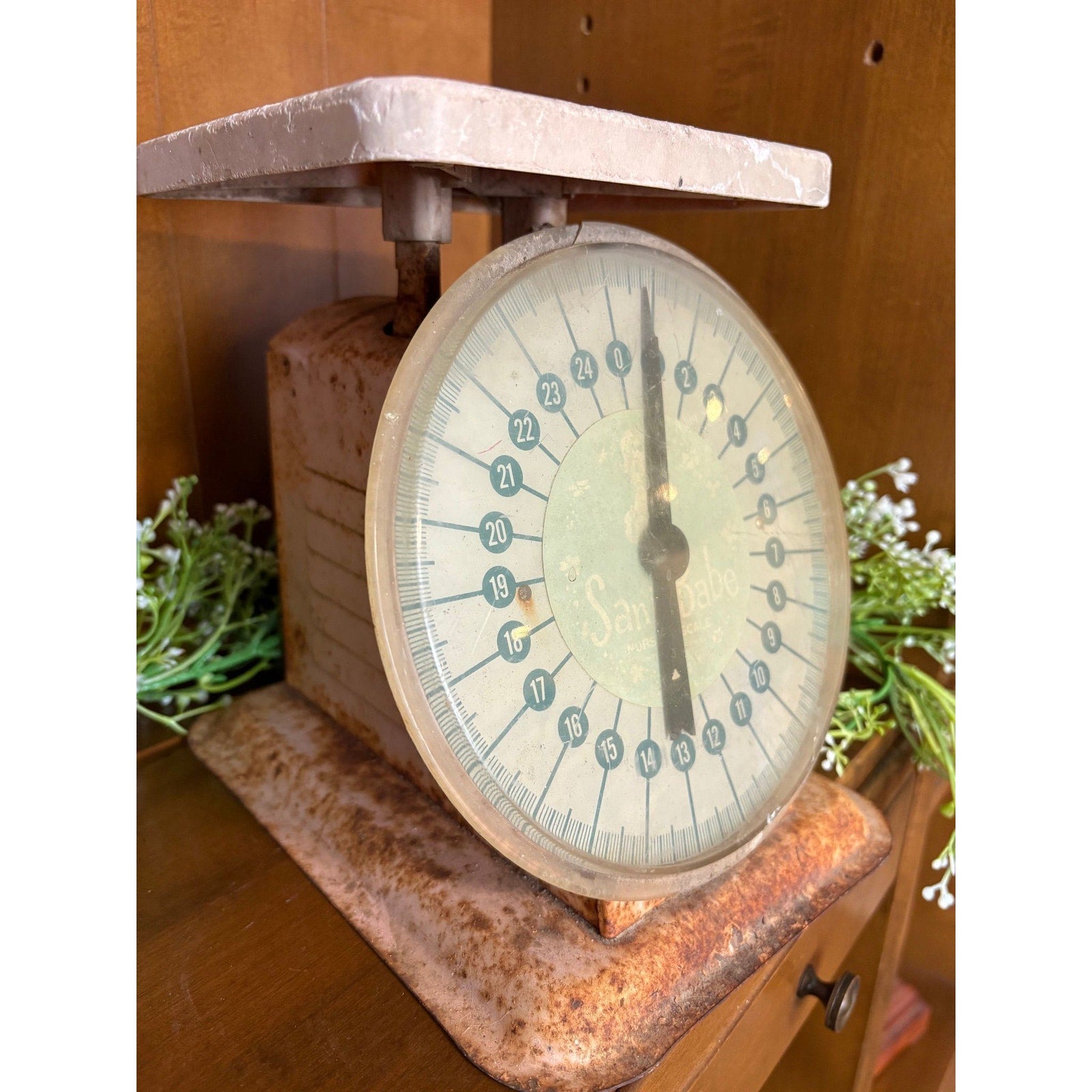Pink Vintage San Babe Nursery Baby Scale Medical Hospital Infant Scale Industrial Decor