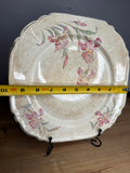 Vintage Stained & Crazed Universal Cambridge Floral Square Serving Platter – Pink Iris – Made in USA - See Pics