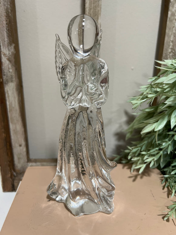 Clear Art Glass Angel Figurine Praying Vintage - Murano style