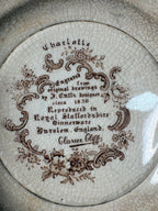 Vintage Clarice Cliff Charlotte Royal Staffordshire Brown Transferware Floral Plate England - Hairline