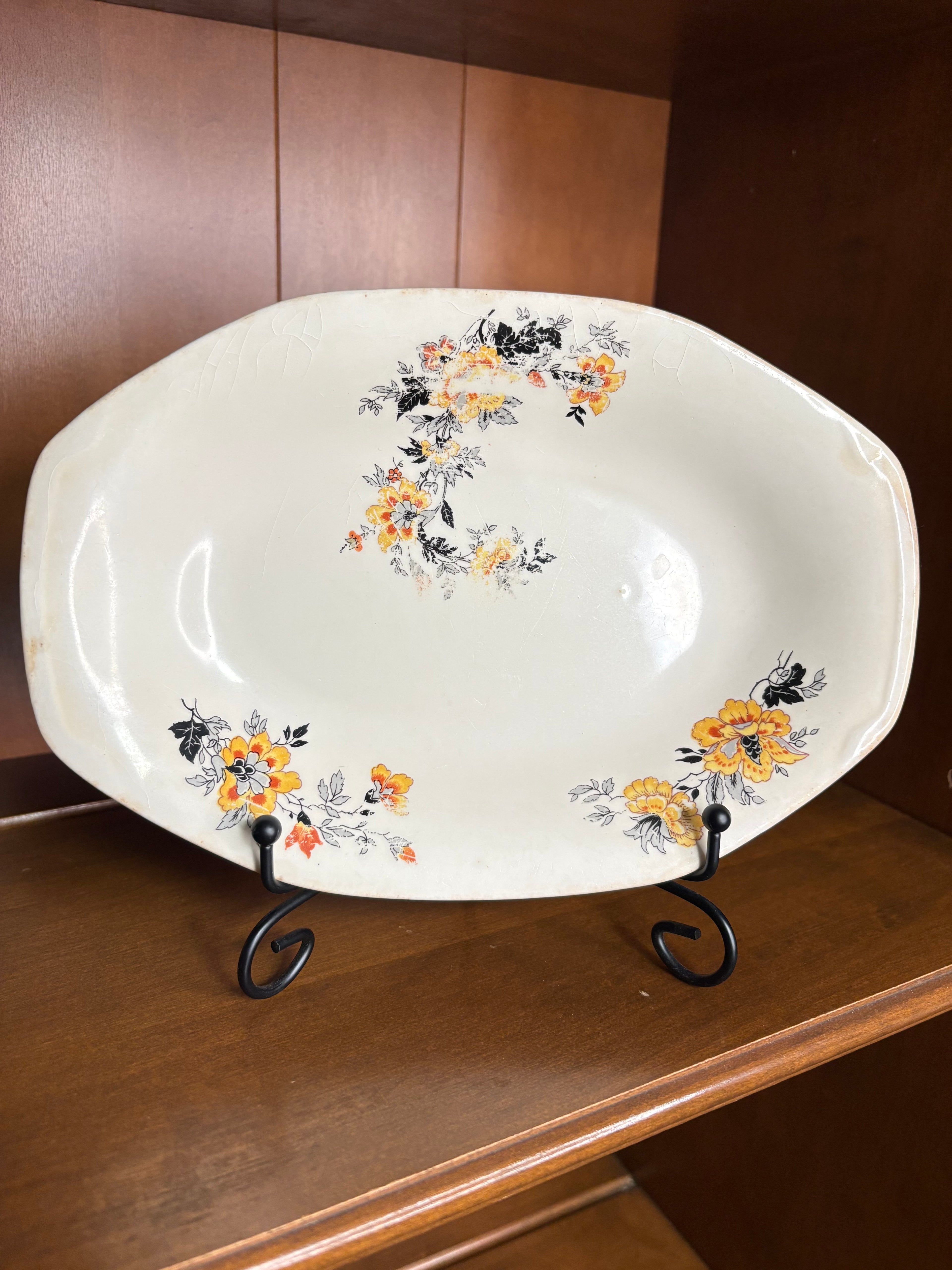 Antique Homer Laughlin Raymond Pattern Floral Serving Platter – Made in USA