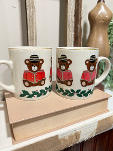 Pierre the Bear porcelain Christmas mug - Set of 2