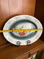 Antique Homer Laughlin Niagara Hudson Ironstone Floral Platter – Teal – c. 1910-12