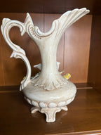 Vintage Italian Capodimonte Ornate Ceramic Pitcher Vase with Applied Roses - See pics
