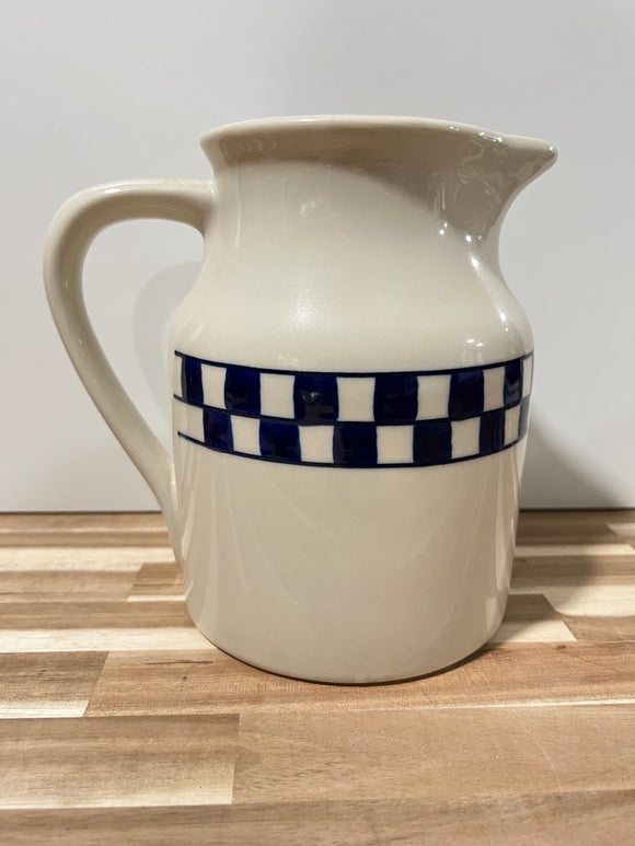 Hartstone Pottery Pitcher blue checkers