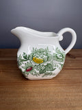 Vintage Wedgwood Kent England Floral Ironstone Pitcher – Green Transferware