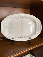 Antique Stained & Crazed Edwin M. Knowles China Co. Oval Ironstone Serving Platter