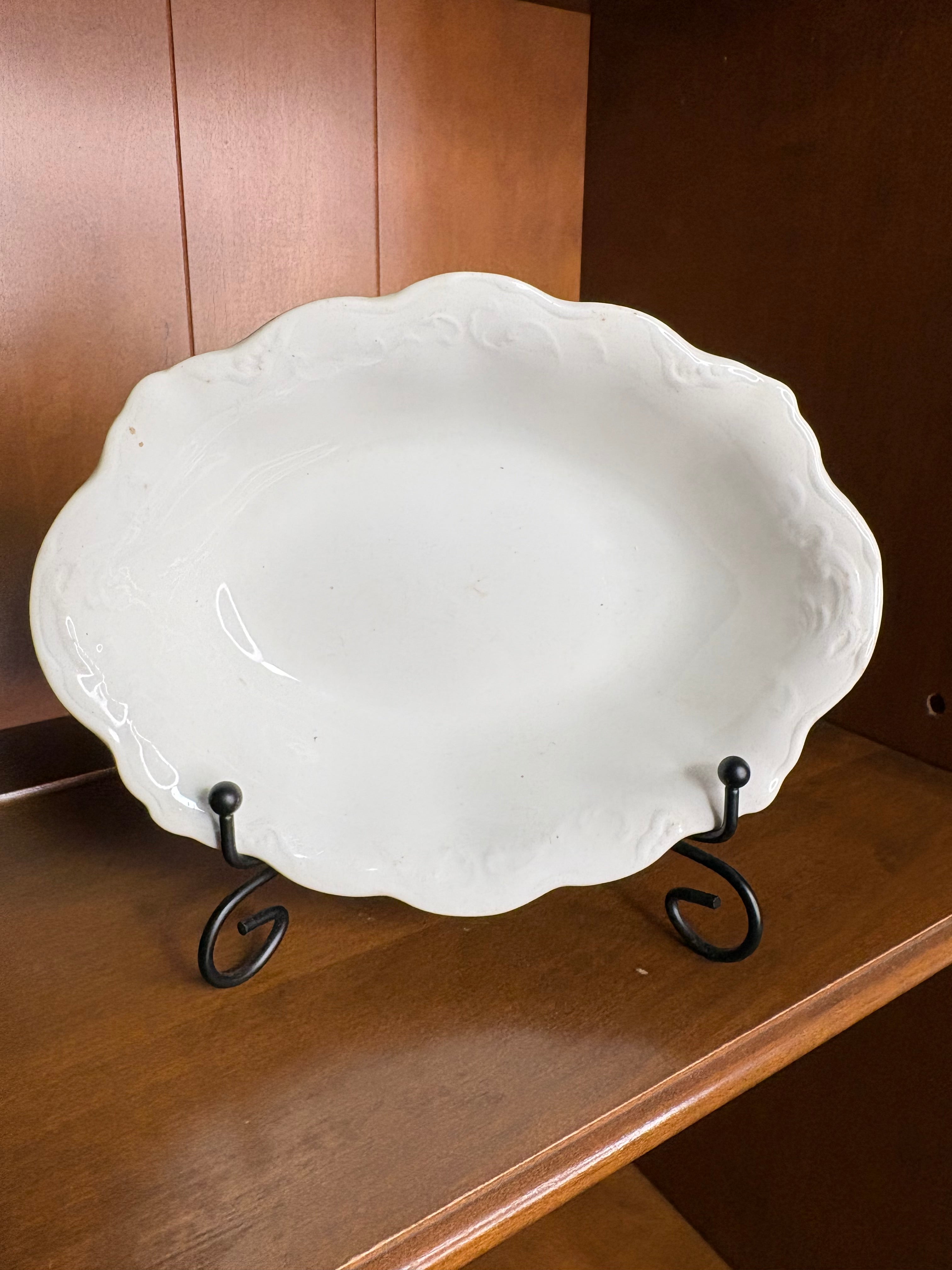 Vintage Johnson Brothers England White Semi-Porcelain Ironstone Serving Platter