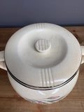 Vintage Stained & Crazed Universal Cambridge Covered Bean Pot Casserole Floral USA