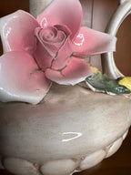 Vintage Italian Capodimonte Ornate Ceramic Pitcher Vase with Applied Roses - See pics