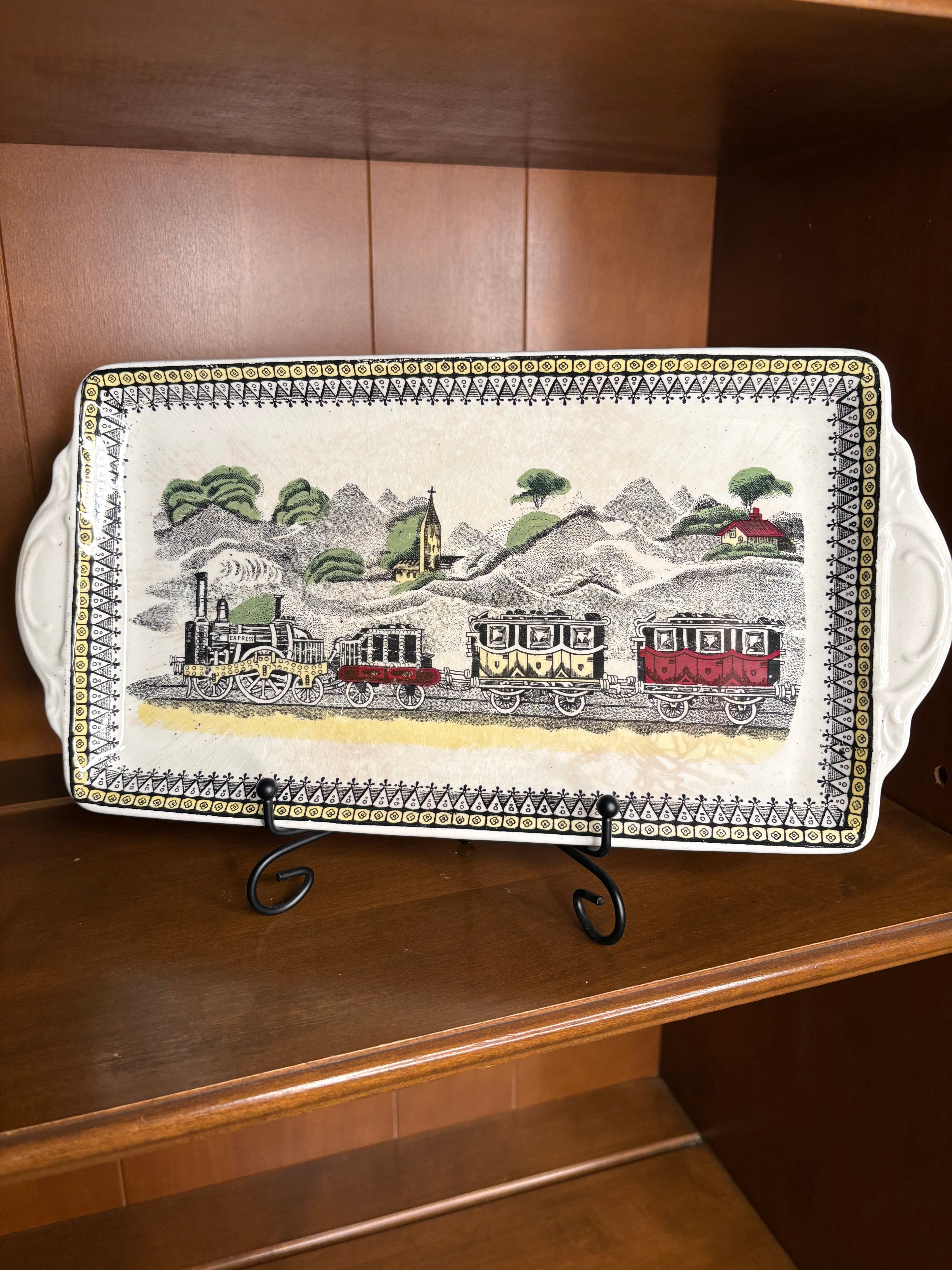 Vintage English Railway Train Serving Platter – Made for S.P. Co. Portland Oregon - c. 1946-53