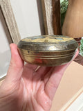 Cloisonne Brass Enameled Trinket Box - Round - Painted Floral Lid