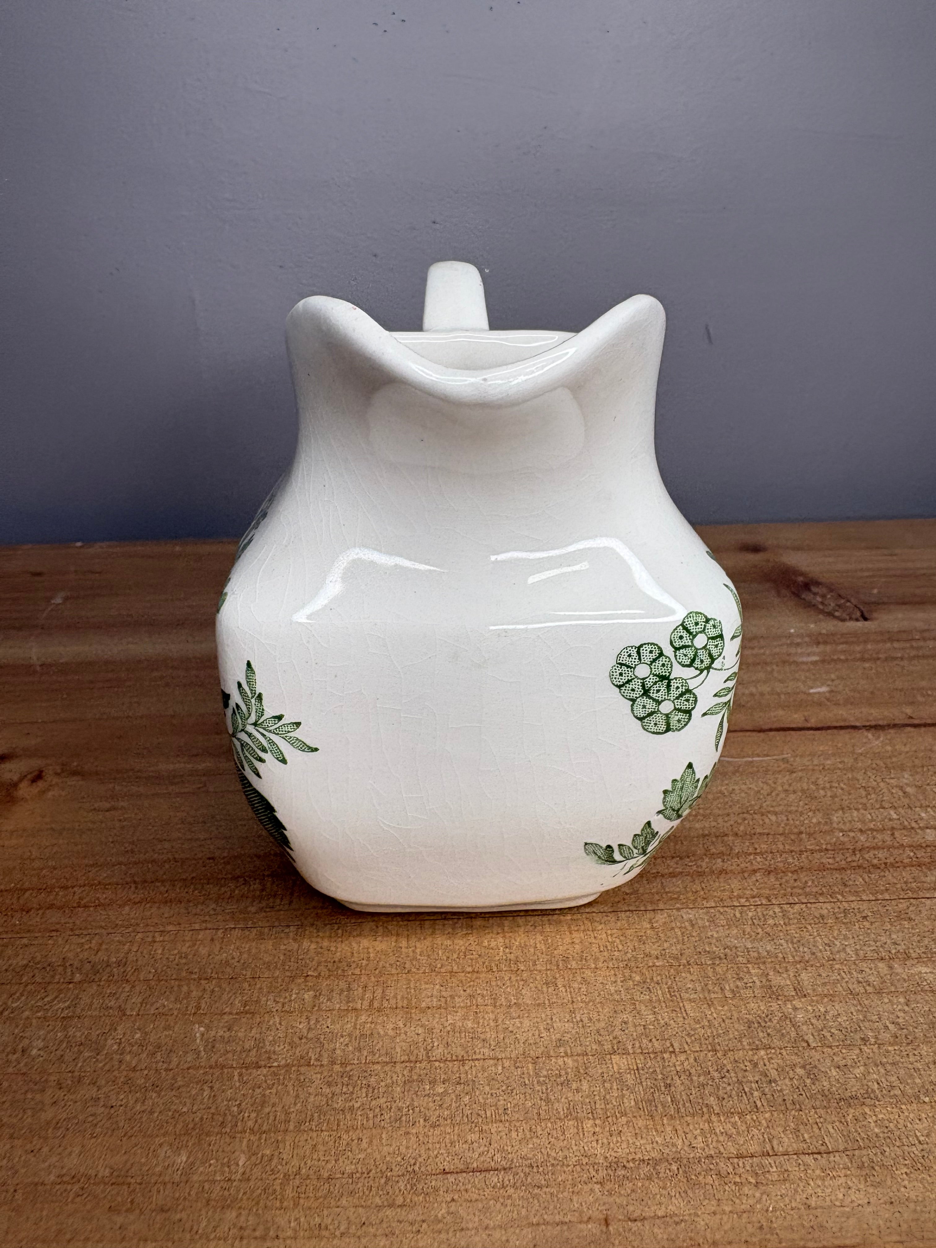 Vintage Wedgwood Kent England Floral Ironstone Pitcher – Green Transferware