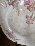 Vintage Stained & Crazed Universal Cambridge Floral Square Serving Platter – Pink Iris – Made in USA - See Pics