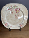 Vintage Stained & Crazed Universal Cambridge Floral Square Serving Platter – Pink Iris – Made in USA - See Pics