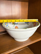 Vintage Crazed Harker Pottery “Sun Glow” White Mixing Bowl with Floral Interior Rim