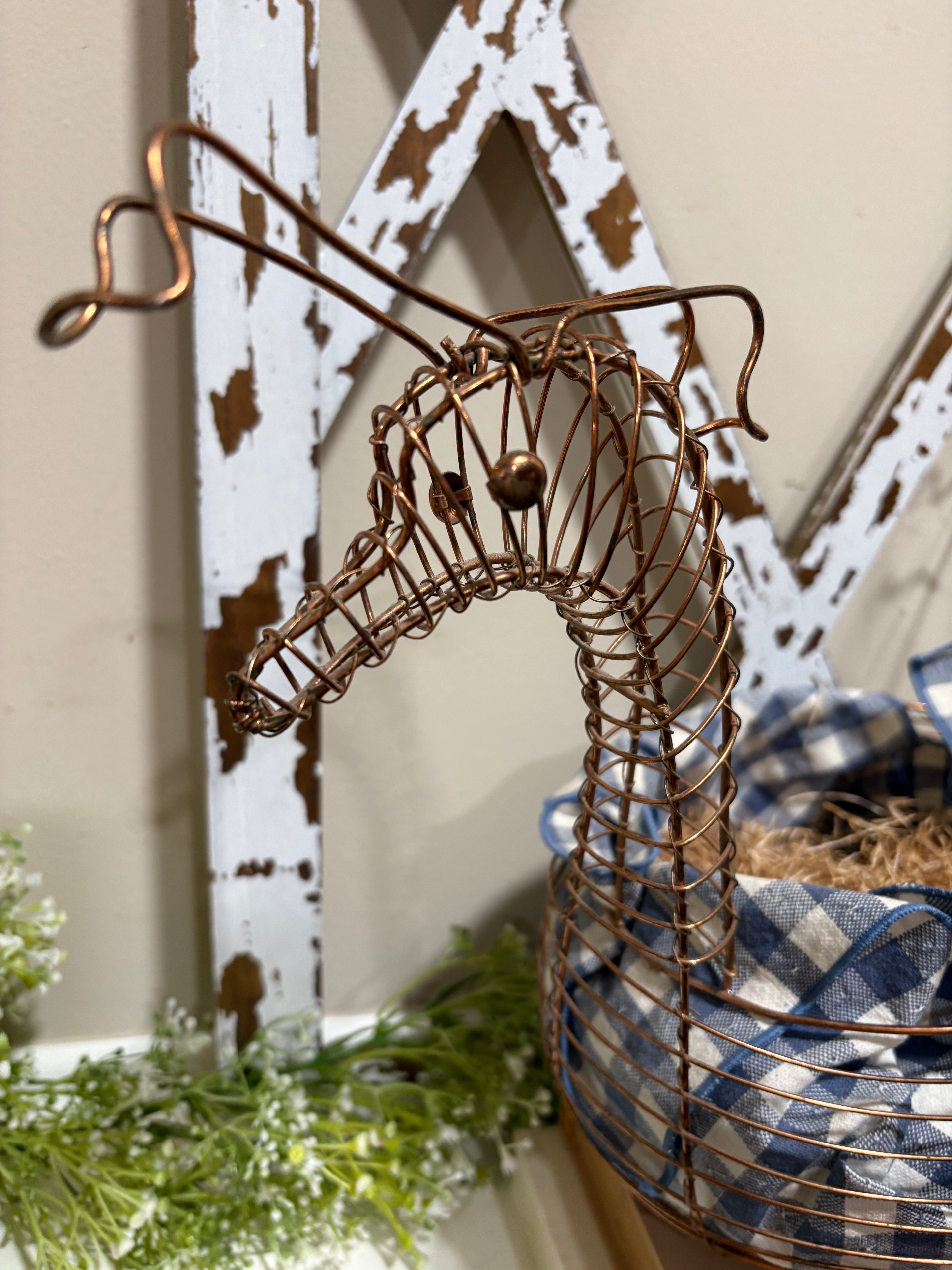 Large Peacock Egg Basket | Copper color Bird Egg Basket | Farmhouse decor