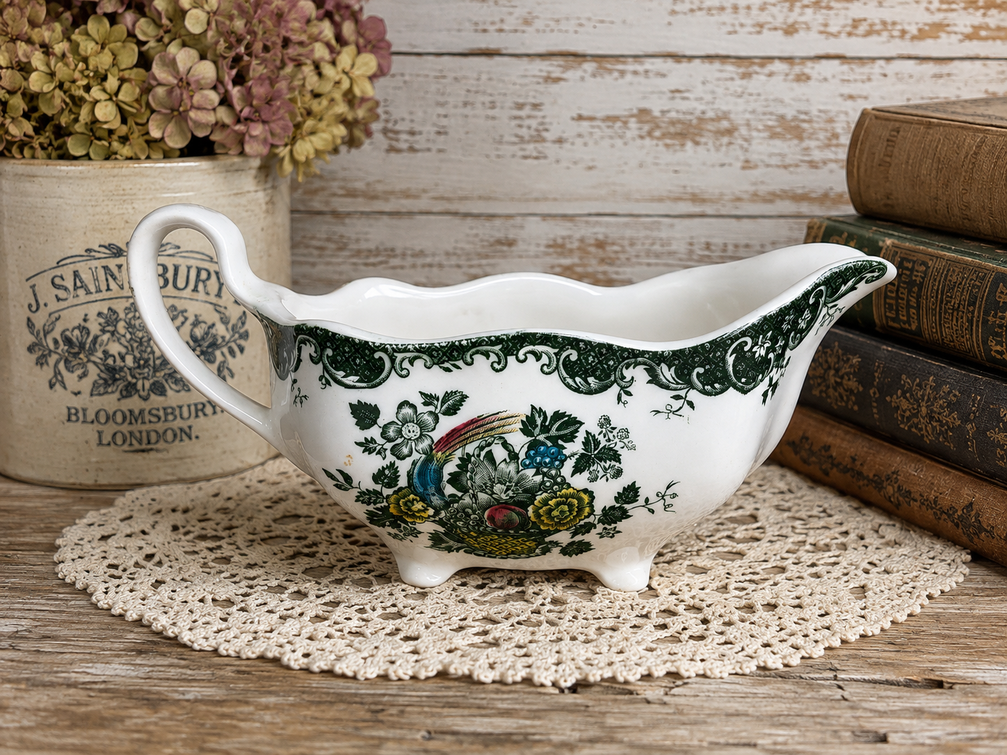 Vintage Johnson Bros Bird of Paradise gravy boat | Circa 1945-65