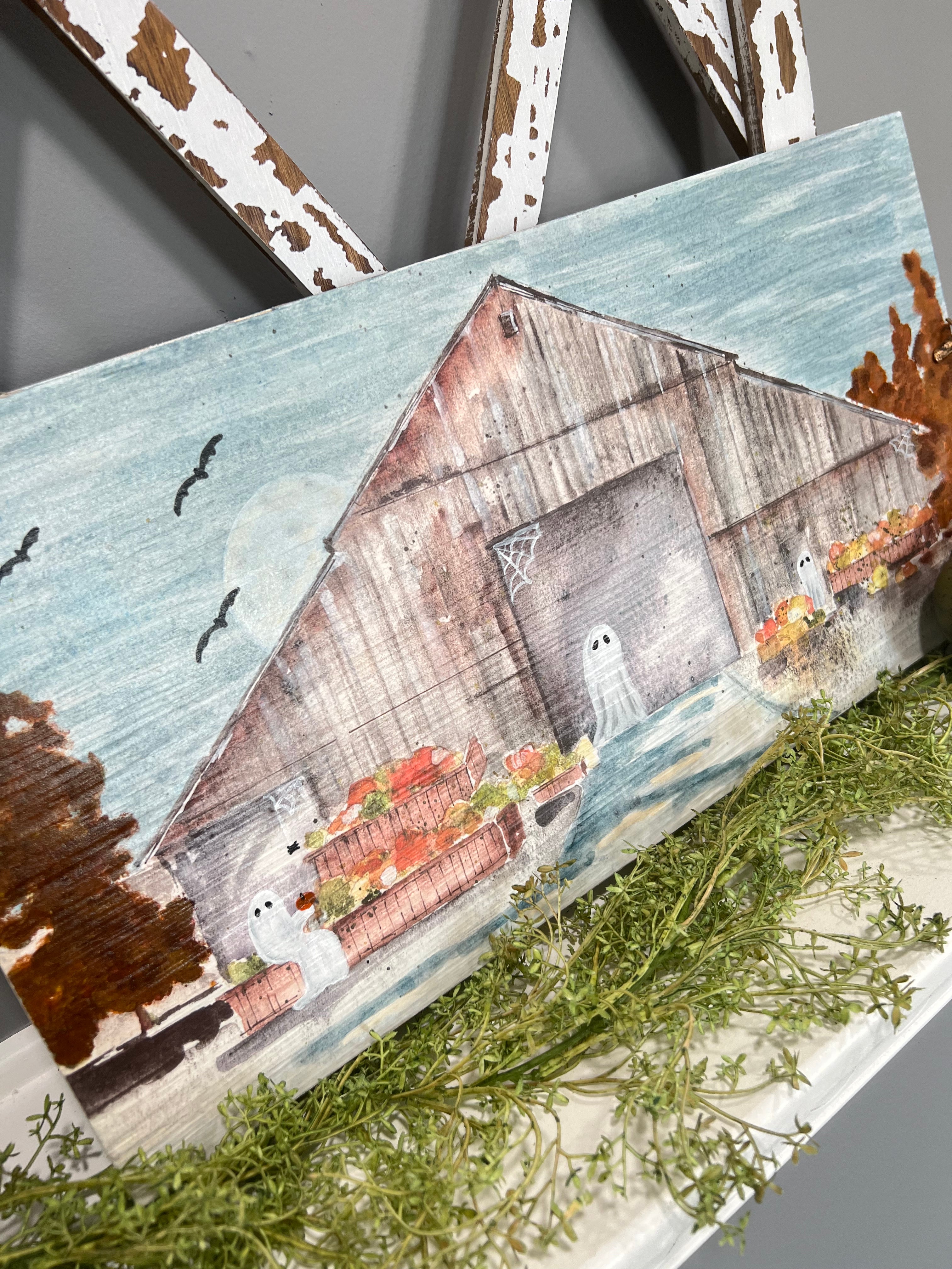 Boo Barn Ghost Painting