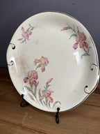 Vintage Stained & Crazed Universal Cambridge Camwood Ivory Iris Floral Serving Platter – USA
