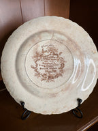 Vintage Clarice Cliff Charlotte Royal Staffordshire Brown Transferware Floral Plate England w/ Chip