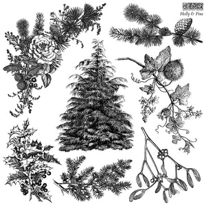 Holly and Pine IOD Stamp