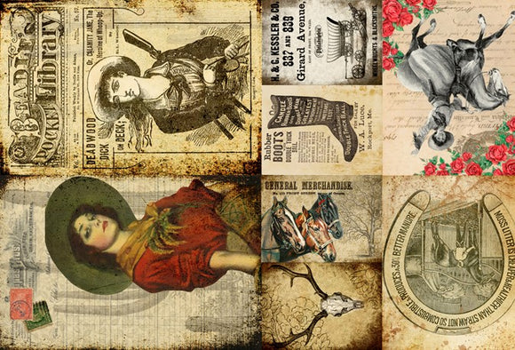 Cowgirl Project Block - Rocycled Decoupage Papers