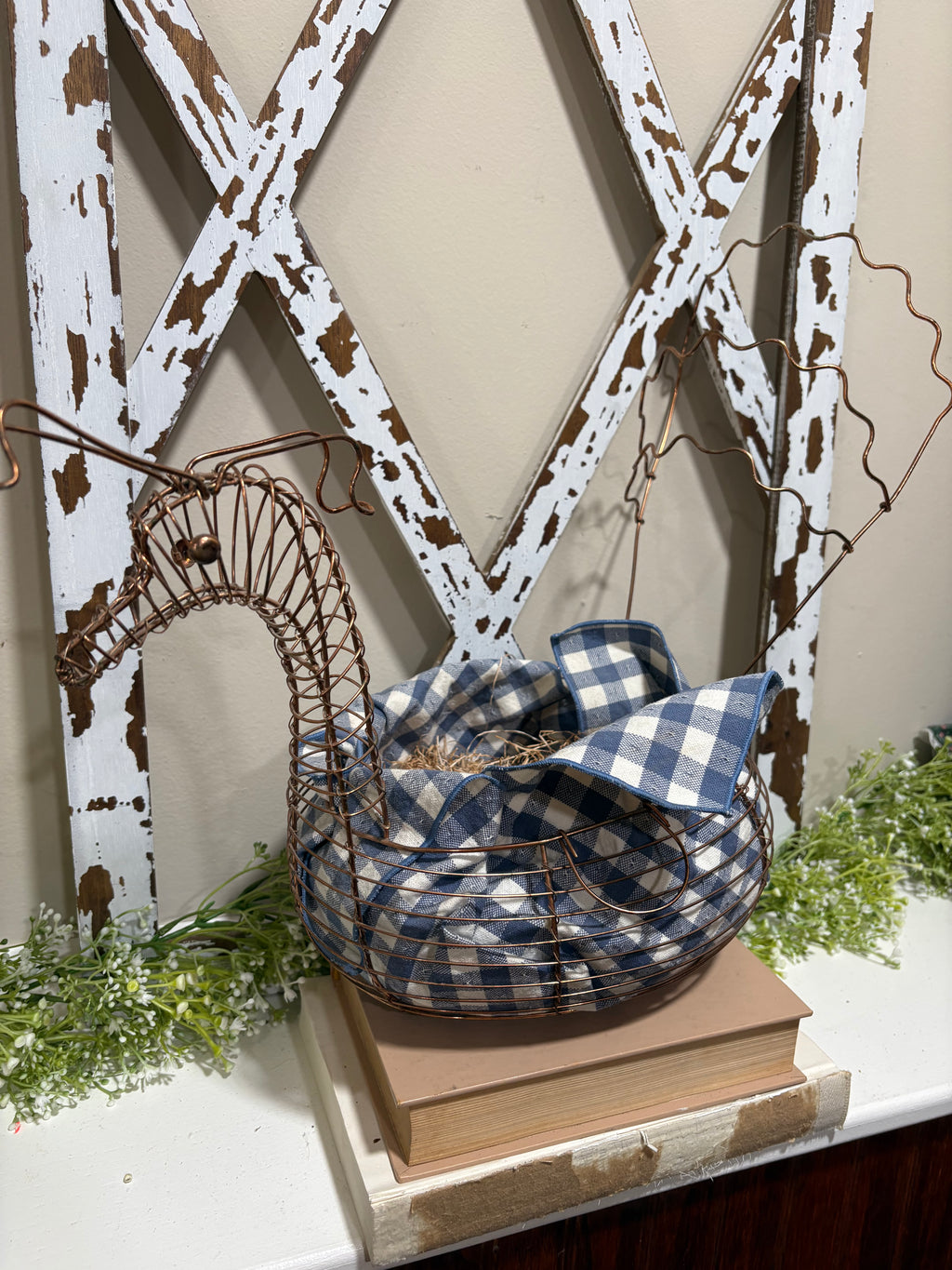 Large Peacock Egg Basket | Copper color Bird Egg Basket | Farmhouse decor