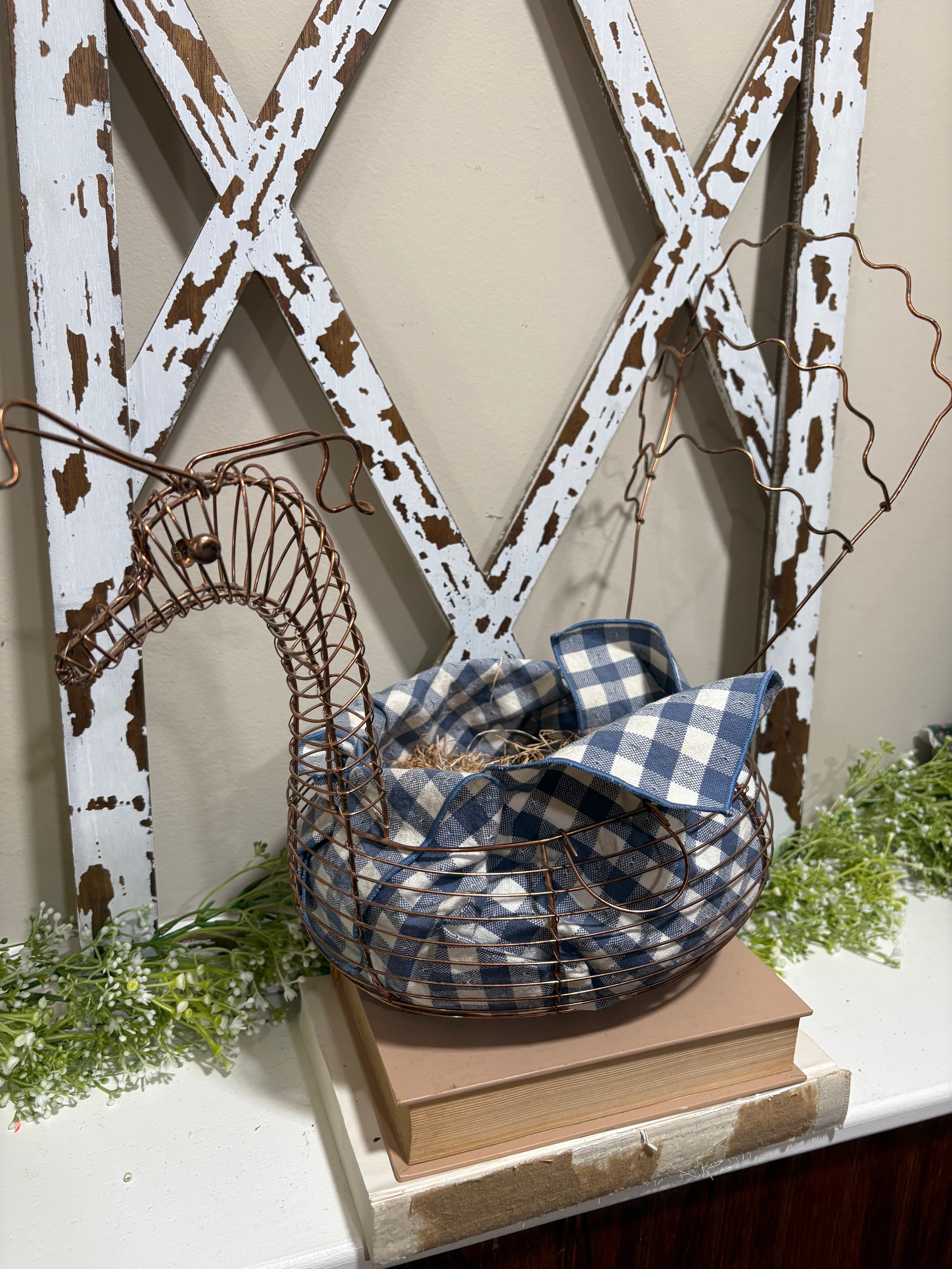 Large Peacock Egg Basket | Copper color Bird Egg Basket | Farmhouse decor
