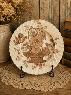 Vintage Clarice Cliff Charlotte Royal Staffordshire Brown Transferware Floral Plate England w/ Chip