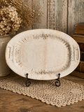 Antique Stained & Crazed Edwin M. Knowles China Co. Oval Ironstone Serving Platter