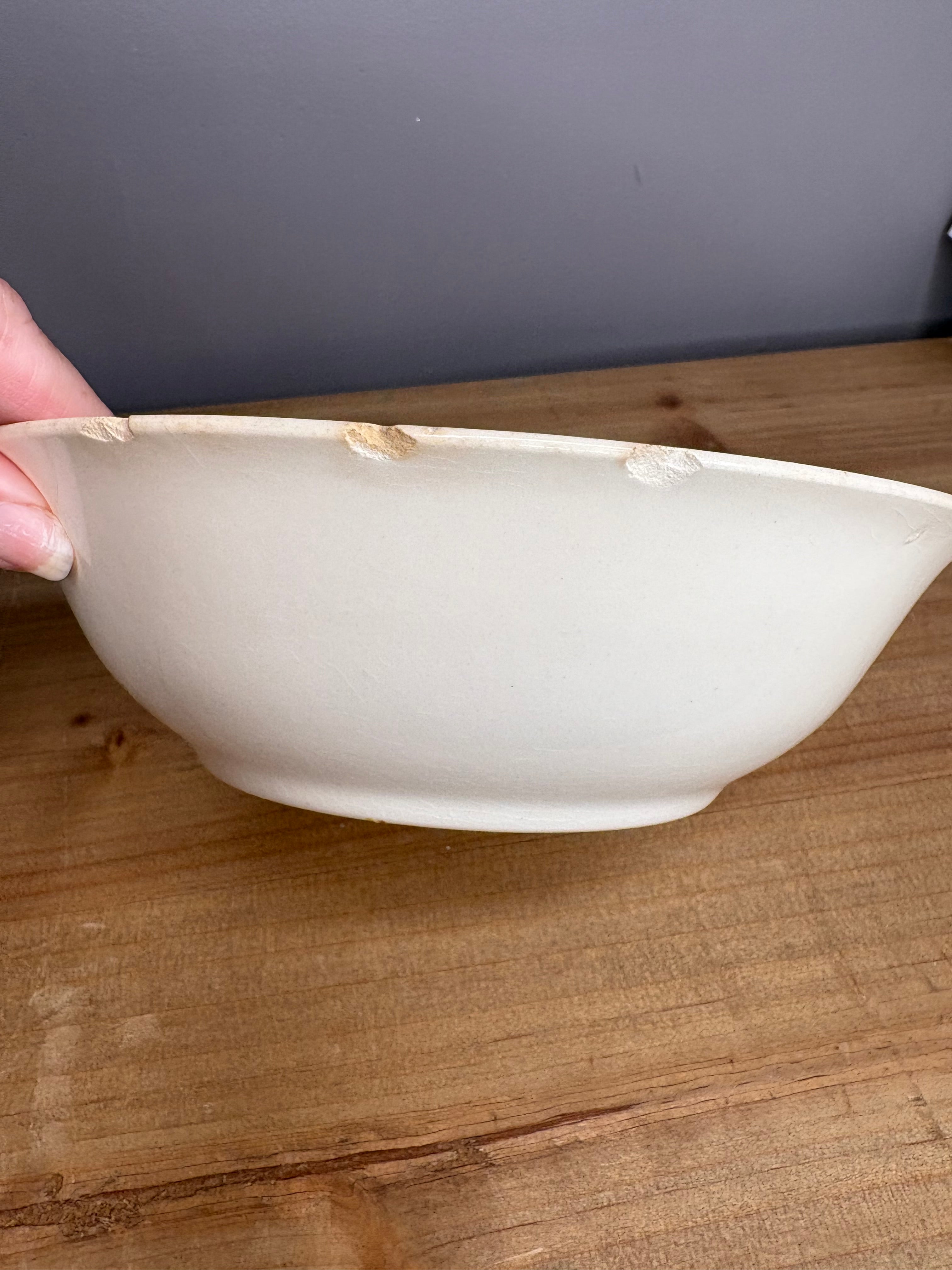 Vintage Stained & Crazed Universal Cambridge Floral Serving Bowl Oven Proof USA - See Pics