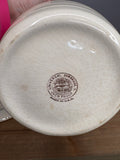 Vintage Stained & Crazed Universal Cambridge Covered Bean Pot Casserole Floral USA