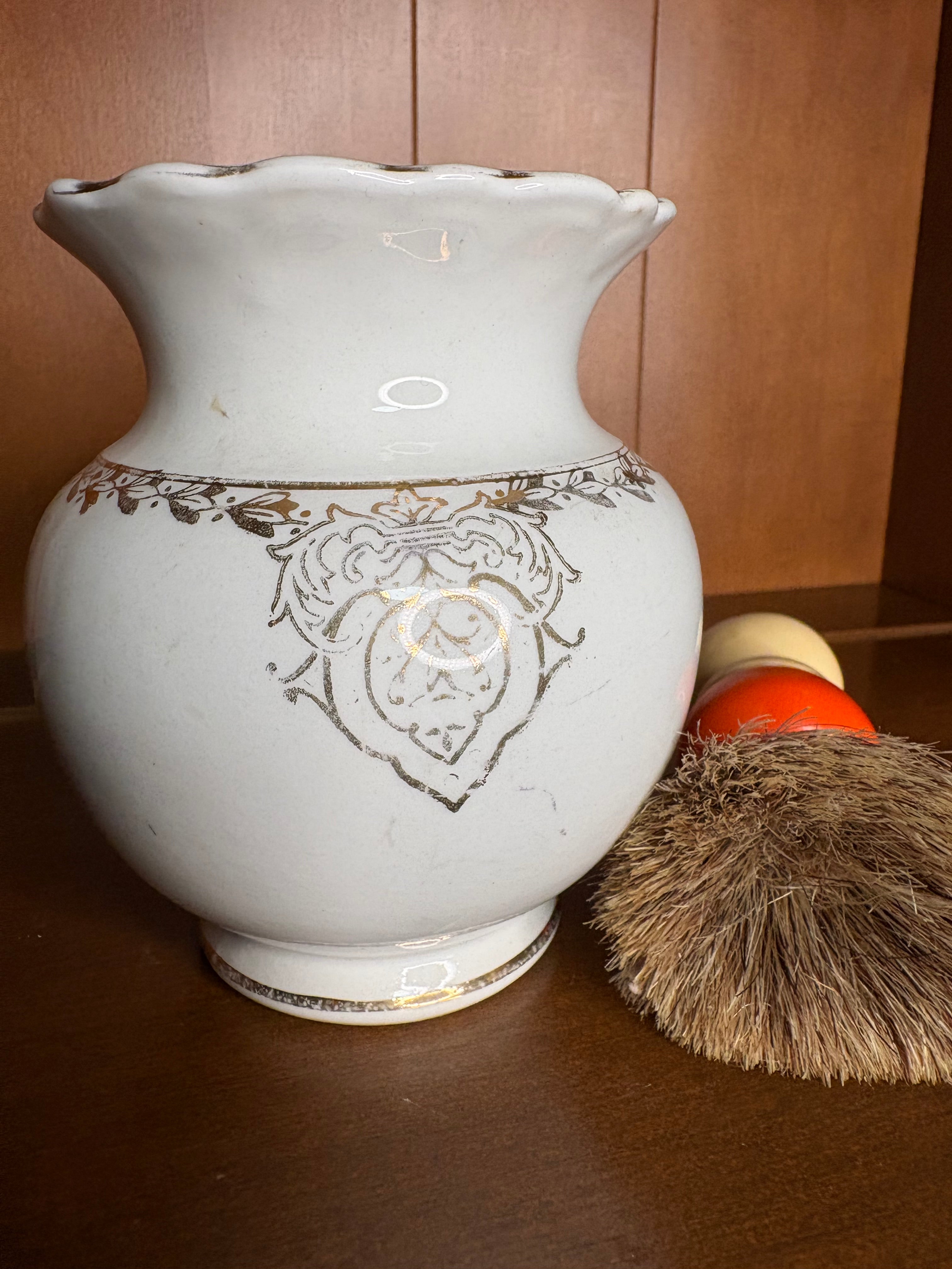 Antique KT&K Ironstone Shaving Mug with brush