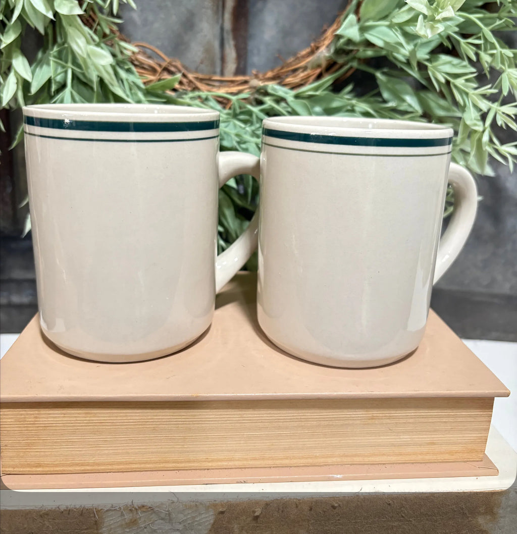 Green Striped Restaurant Ware Mugs - sold separately