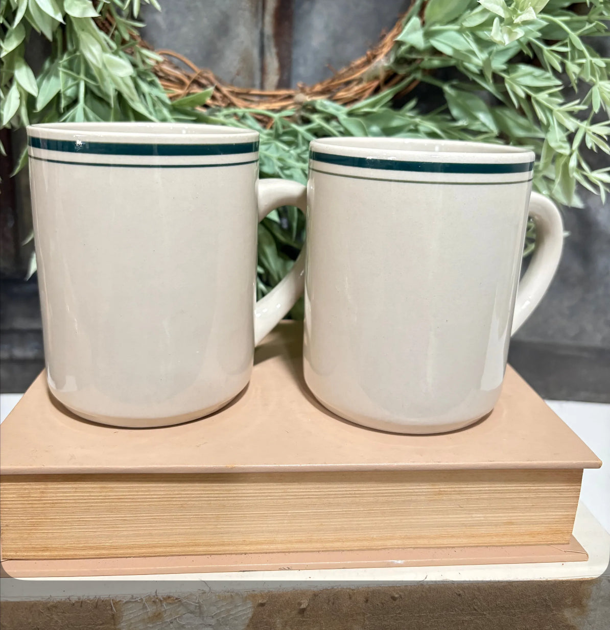 Green Striped Restaurant Ware Mugs - sold separately