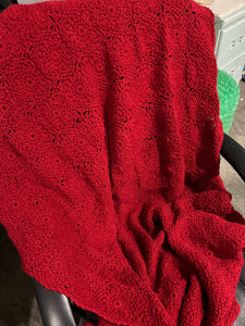 Handmade Red Crocheted blanket